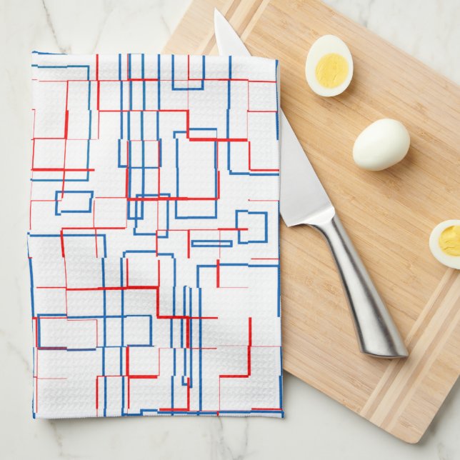 Stylish Red and Blue Pattern  Kitchen Towel (Quarter Fold)