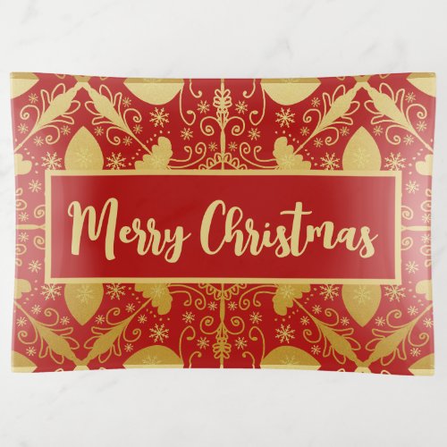 Stylish Red and Gold Christmas  Trinket Tray