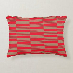 Stylish Red and Green Stripes Accent Pillow