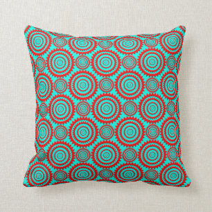 Stylish Red and Turquoise Modern Pattern Throw Pillow
