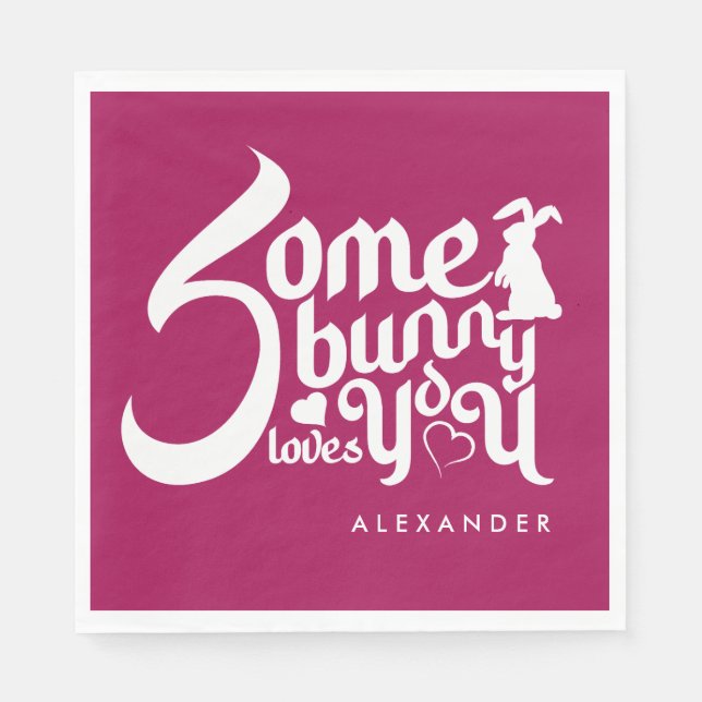 Stylish Red And White Bunny Pun Medieval Typo Napkins (Front)