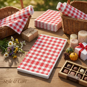 Stylish Red and White Checkered Guest Paper Napkin