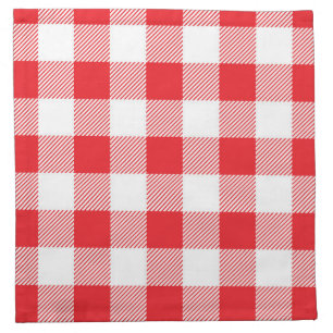 Stylish Red and White Checkered Set of 4, Cocktail Cloth Napkin