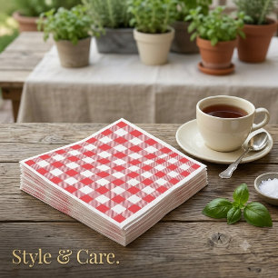 Stylish Red and White Checkered Standard Luncheon Napkins