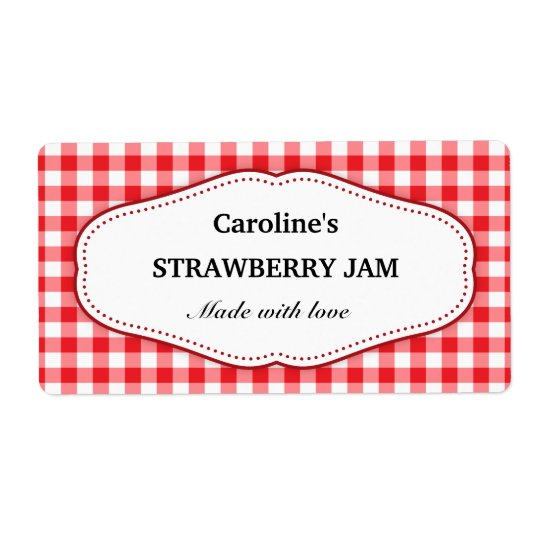 stylish red and white gingham canning jar labels zazzlecom