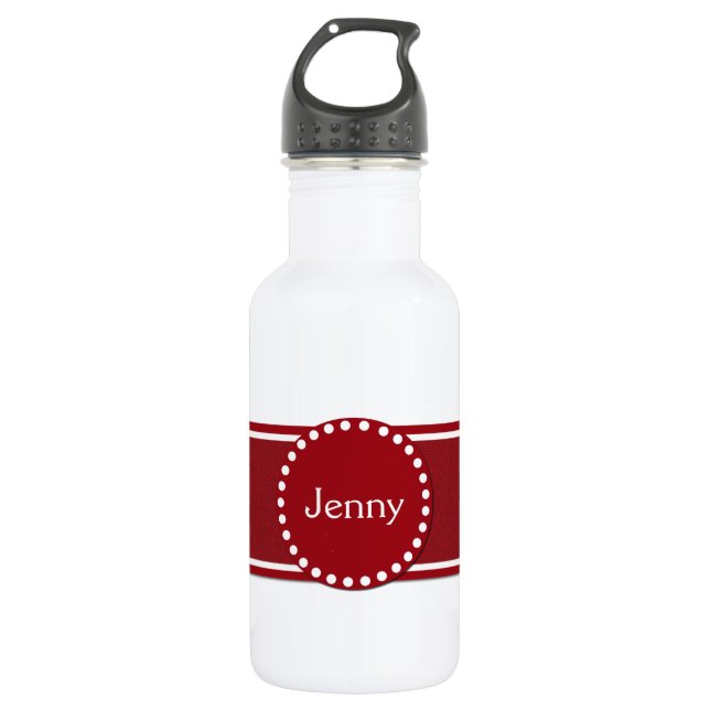 Stylish Red and White Stainless Steel Water Bottle (Front)