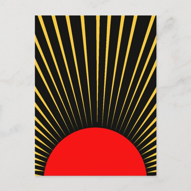 Stylish Red and Yellow Sun Rays Holiday Postcard (Front)