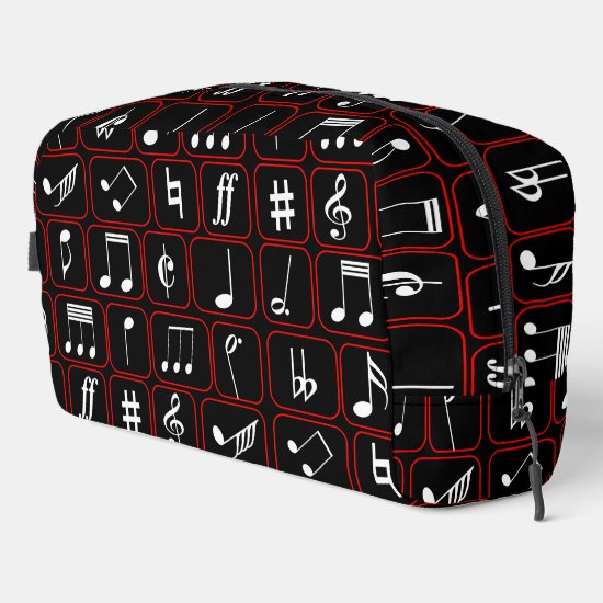 Stylish Red Black and White Geometric Music Notes Dopp Kit