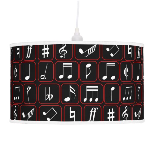 Stylish Red Black and White Geometric Music Notes Hanging Lamp