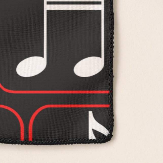 Stylish Red Black and White Geometric Music Notes Scarf (Detail)