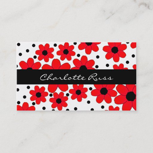 Customizable Stylish Red &amp; Black Flowers Custom Mommy Card Business Card Template