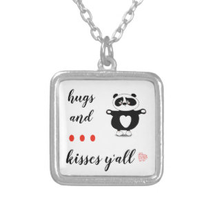 Stylish Red Black Heart Script Cute Quotes Silver Plated Necklace