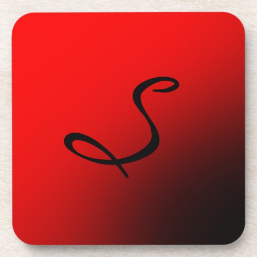 Stylish Red Black Monogram Initial Professional Beverage Coaster