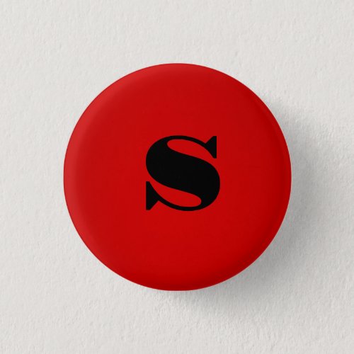 Stylish Red Black Monogram Initial Professional Button
