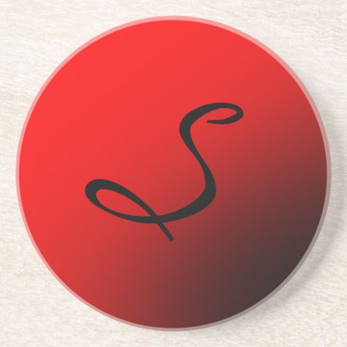 Stylish Red Black Monogram Initial Professional Coaster