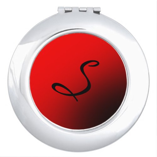 Stylish Red Black Monogram Initial Professional Compact Mirror