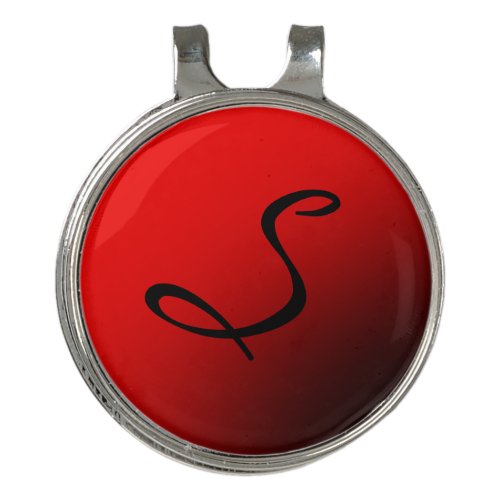 Stylish Red Black Monogram Initial Professional Golf Hat Clip