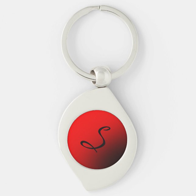 Stylish Red Black Monogram Initial Professional Keychain (Front)