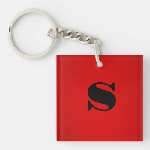 Stylish Red Black Monogram Initial Professional Keychain