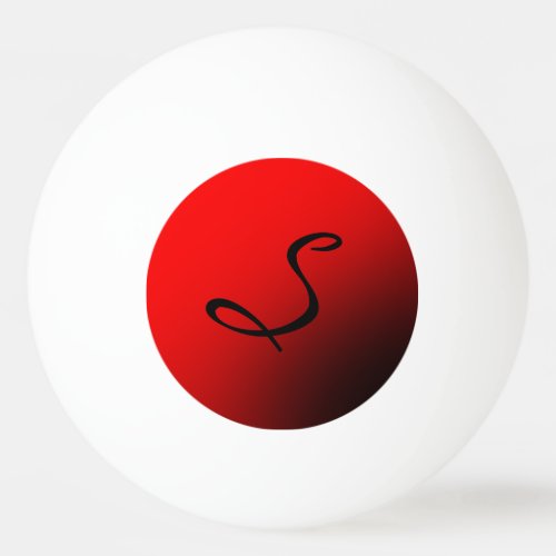 Stylish Red Black Monogram Initial Professional Ping Pong Ball