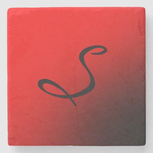 Stylish Red Black Monogram Initial Professional Stone Coaster
