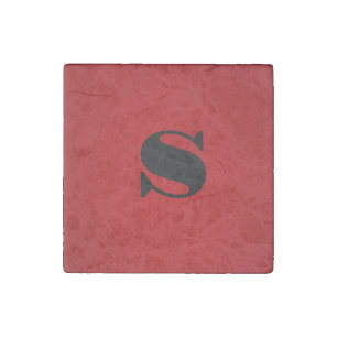 Stylish Red Black Monogram Initial Professional Stone Magnet