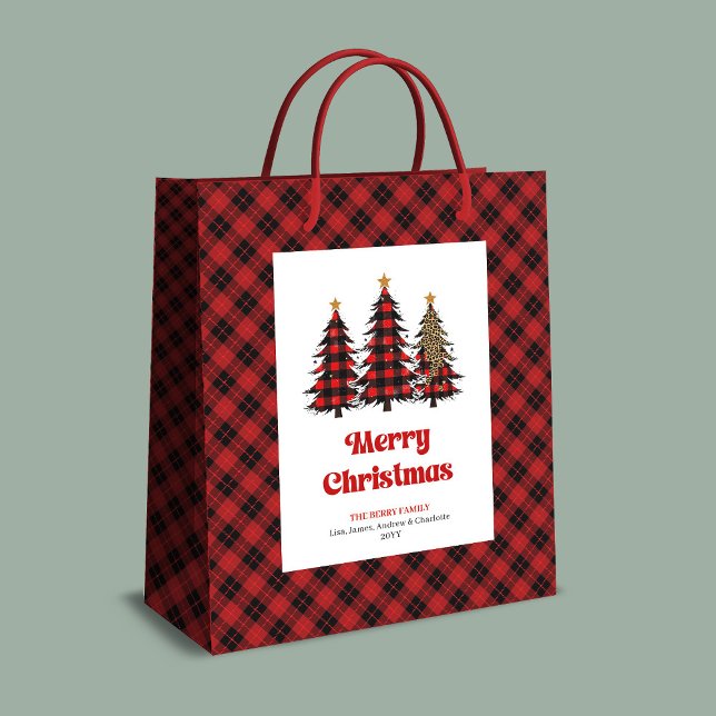 Stylish red black tartan Christmas bag personalize (Stylish red black tartan Christmas bag personalized)