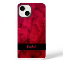 Stylish Red Black Watercolor Pattern Personalized