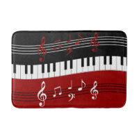 Stylish Red Black White Piano Keys and Notes