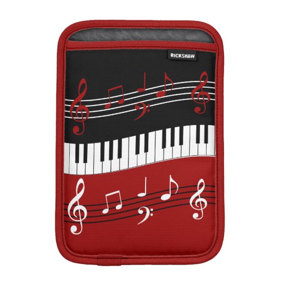 Stylish Red Black White Piano Keys and Notes iPad Mini Sleeve