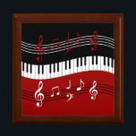 Stylish Red Black White Piano Keys and Notes Jewelry Box<br><div class="desc">A cool and eye-catching piano music design featuring piano keys in a waving motion in the center with red, black and white musical notes scores above and below in alternating colors. We welcome custom requests, just use the contact us via our GiftsBonanza store with your request prior to purchase and...</div>