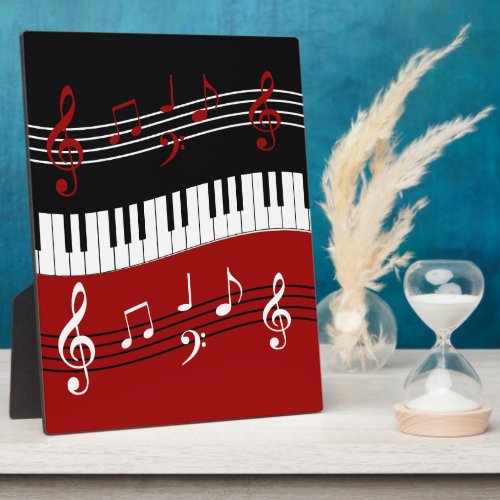 Stylish Red Black White Piano Keys and Notes Plaque