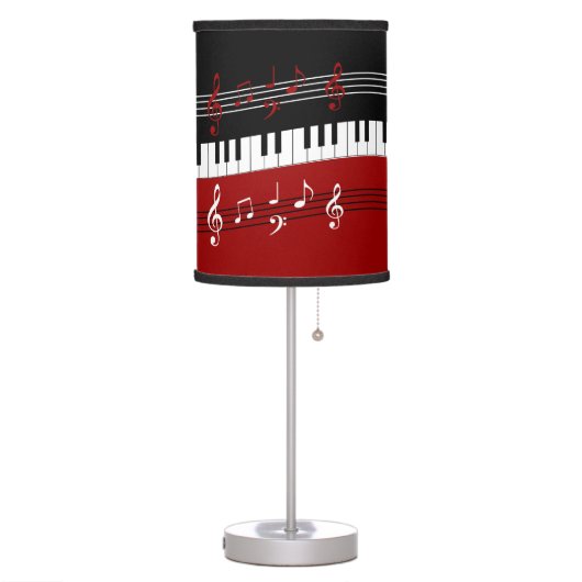 Stylish Red Black White Piano Keys and Notes Table Lamp (Left)