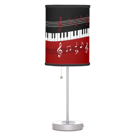 Stylish Red Black White Piano Keys and Notes Table Lamp (Right)