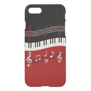 Stylish Red Black White Piano Keys and Notes iPhone SE/8/7 Case