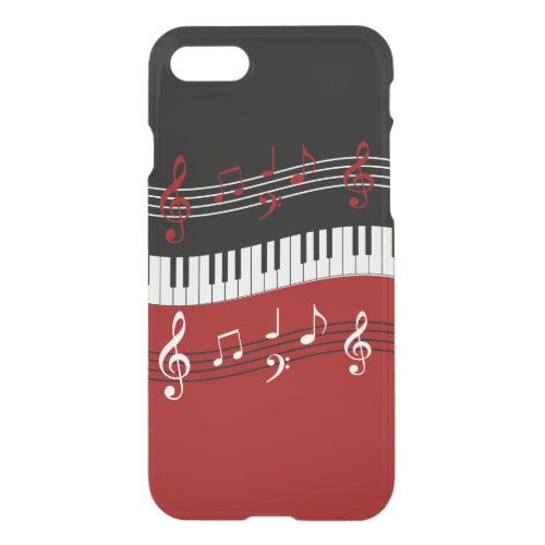 Stylish Red Black White Piano Keys and Notes iPhone SE87 Case