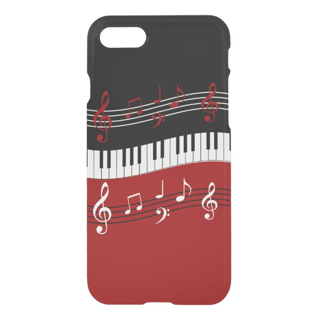 Stylish Red Black White Piano Keys and Notes Uncommon iPhone Case (Back)