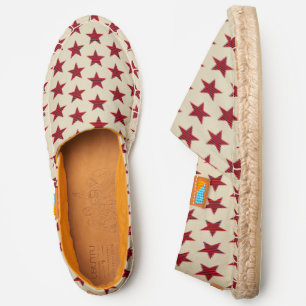 Stylish Red Blue Beige Stars Stripes Pattern Chic Espadrilles