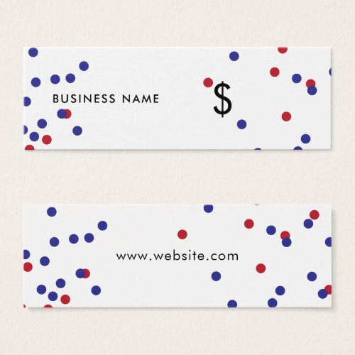Stylish Red Blue Confetti Dots White Price Tag