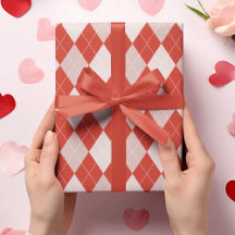 Stylish Red & Blush Pink Large Argyle Pattern