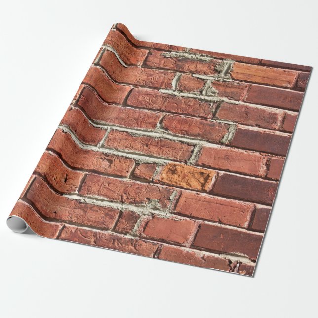Stylish Red Brick Urban Wall Wrapping Paper (Unrolled)