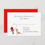 Stylish Red Cardinals Wedding RSVP Card (Front/Back)