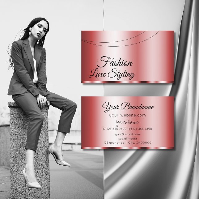Stylish Red Chic Glamorous Professional and Simple Business Card (Creator Uploaded)