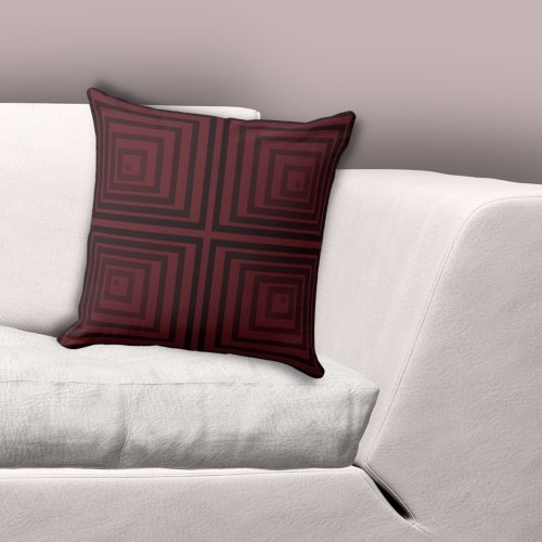 Stylish Red Cornered Nested Box Pattern Throw Pillow