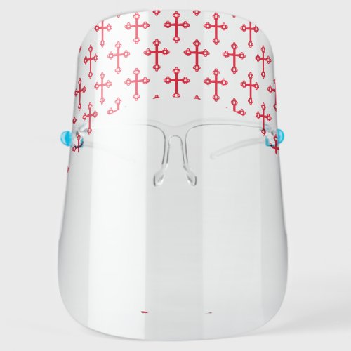 Stylish RED Cross with Customizable Text Face Shield