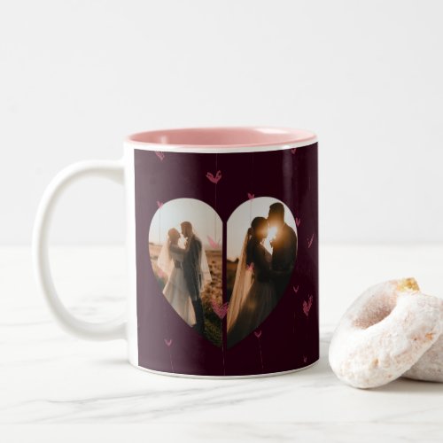Stylish Red Custom Heart shape gift for her  him Two_Tone Coffee Mug