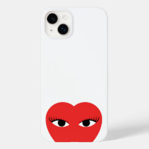 Stylish Red Cute Heart with Eyes on white