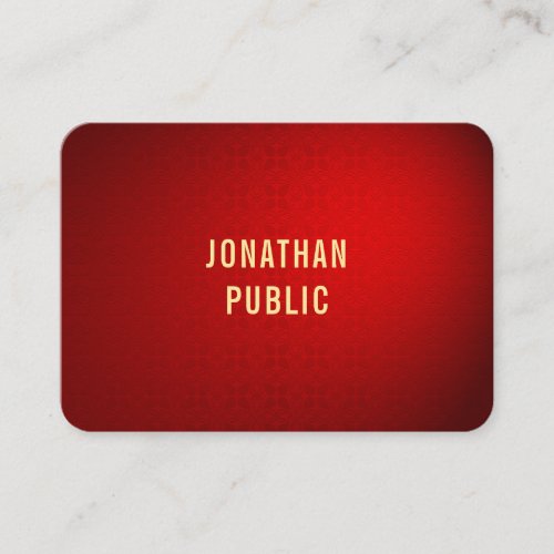 Stylish Red Damask Gold Text Professional Template Business Card