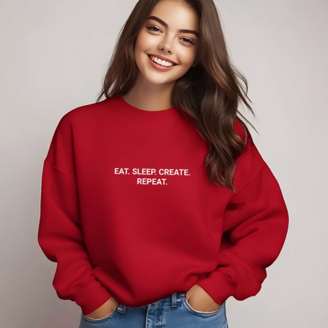 Stylish Red Eat Sleep Create Repeat Slogan T-Shirt (Stylish Red Eat Sleep Create Repeat Slogan T-Shirt)