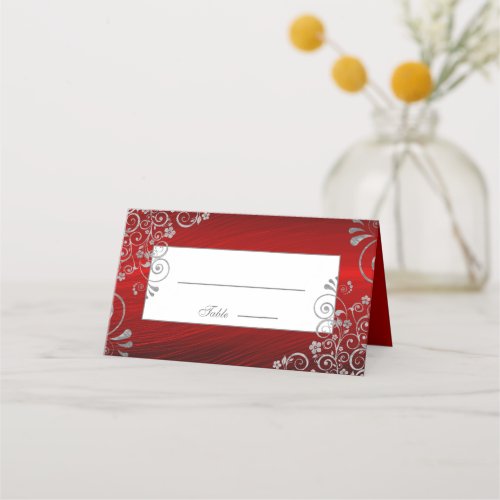 Stylish  Red Fall Winter Wedding  Place Card